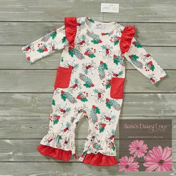 NWT Pete+Lucy Romper Holly-Day Deer Print - Picture 1 of 2